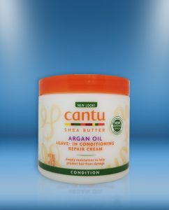 Shea-butter-ARGAN-OIL-Leave-in-conditioner-repair-cream-453gr-CANTU-voorzijde-BakingSodaNL