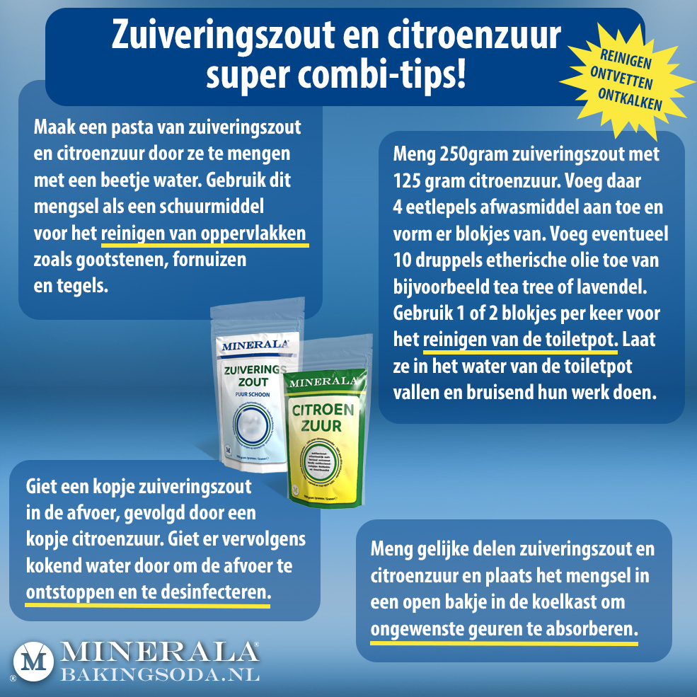 Zuiveringszout en citroenzuur super combi-tips! Minerala - Baking Soda NL